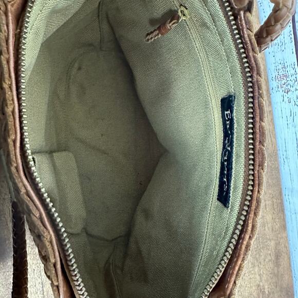 Eric Javits New York Tobacco Brown Woven Straw Leather Shoulder Handbag Purse - Picture 10 of 12